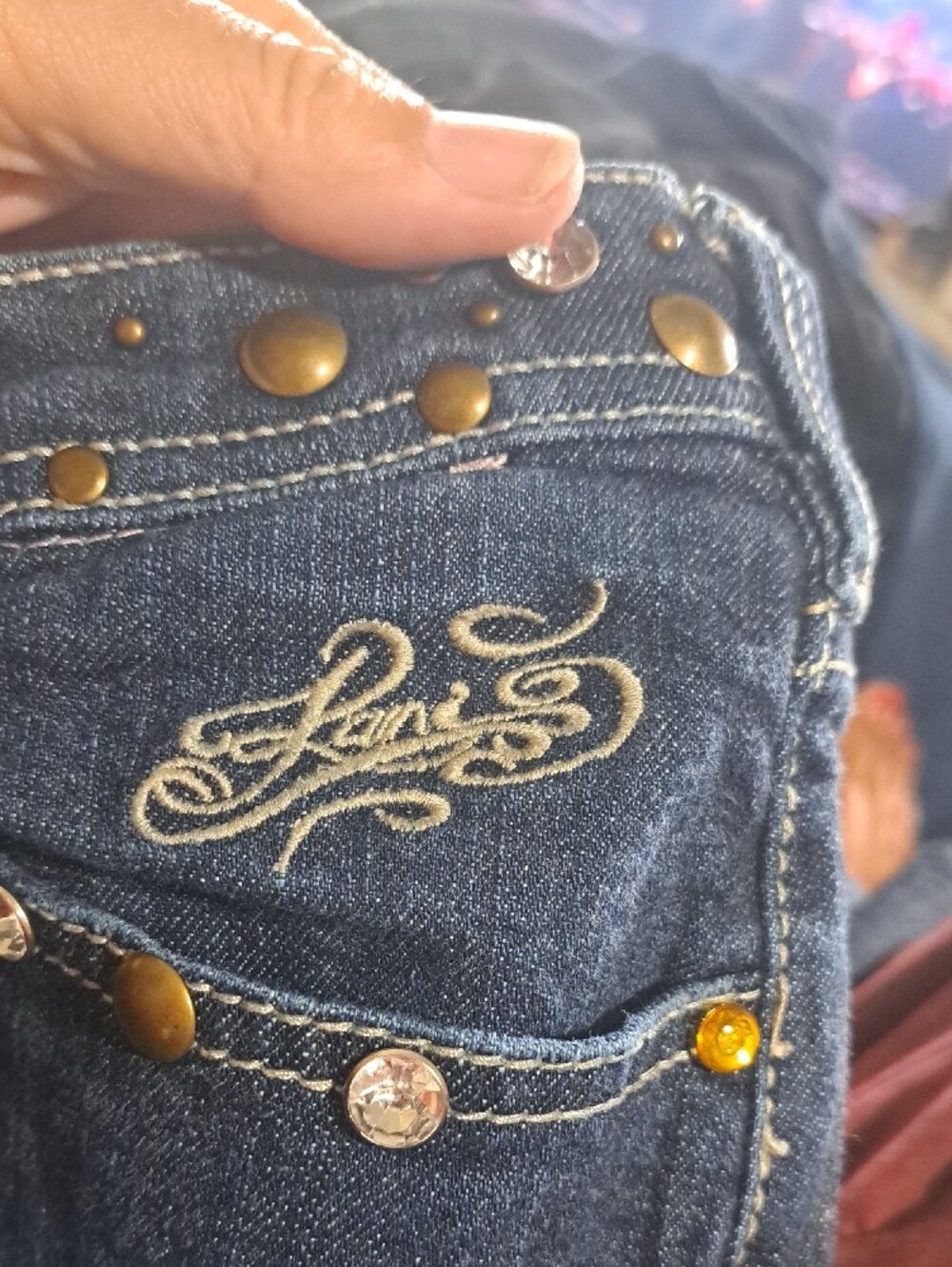 Women's Skinny Jeans in Dark Indigo with Stud Detail - Picture 4 of 11